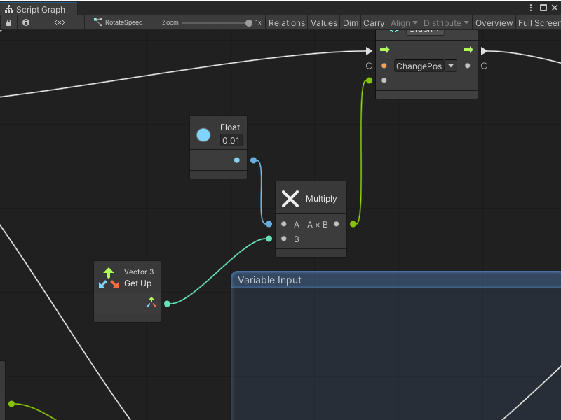 A Graph window with a node group moved to another location without its child nodes